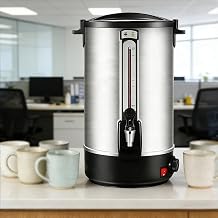 Classic Kitchen Large Capacity Hot Water Boiler Urn with Safety Tap, Stainless Steel Spout, Stainless Steel Double Wall, Dual Heating Elements Quick Heating 20L