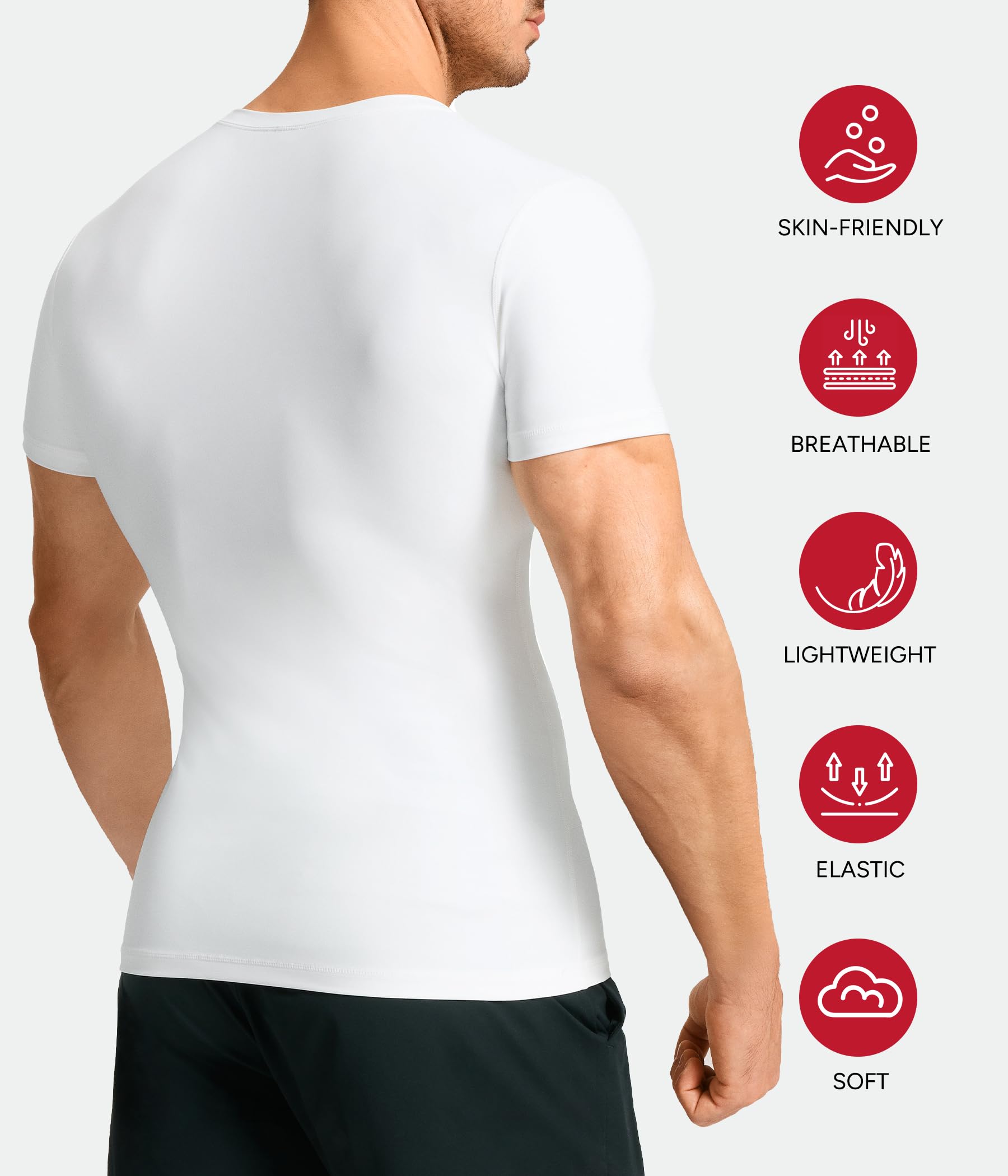 Nebility Maillot de Corps Homme Compression T-Shirt Peau Respirant Ventre Plat Soutien Abdominal Anti-Transpirant à Séchage Rapide