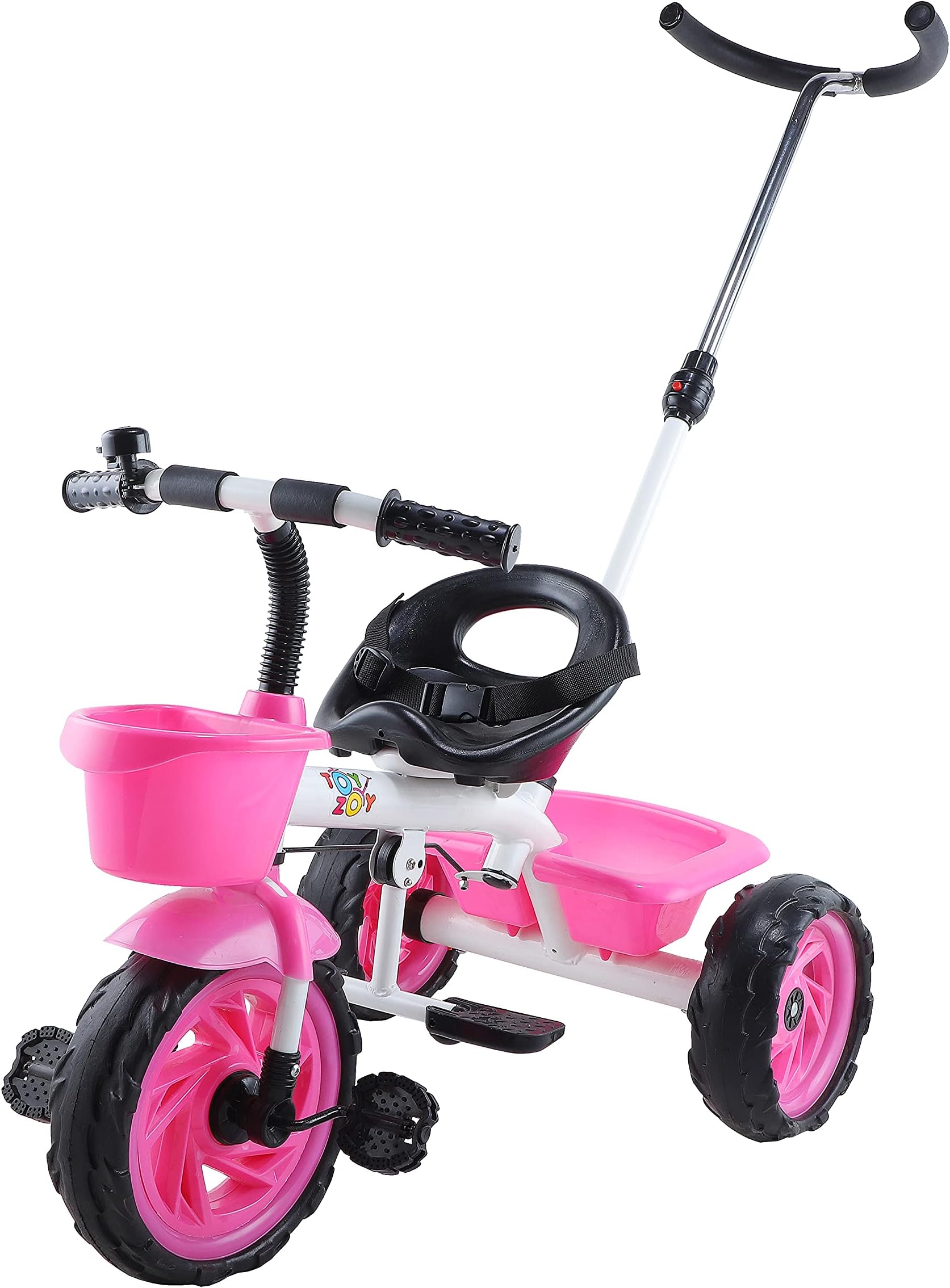 Toyzoy Maple Kids|Baby Trike|Tricycle with Parental Handle for Kids|Boys|Girls Age Group 2 to 5 Years, TZ-525 (White & Pink)