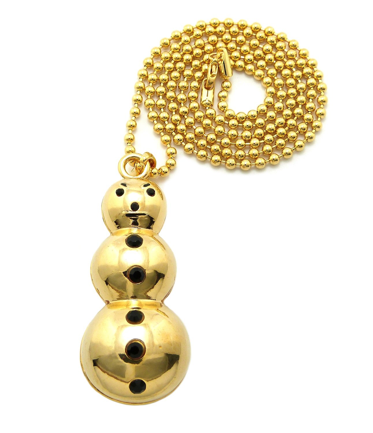 ★PEARLY MORE★ Little Snowman Cutting Ball Chain Necklace 5mm Diamond Cut Moon Cut Ball Bead Chain Necklace Real