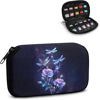 Dragonfly Rose Flash Drive Case USB Storage Case Organizer Memory Stick Jump Drive Case Portable Electronic Accessories Storage Bag with 10 Sloths for USB Flash Drive