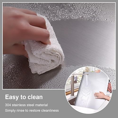 Miniatura 6 de Tabla de cortar de acero inoxidable 304 - Tabla de cortar de cocina de acero inoxidable antideslizante, apta para lavavajillas, ideal para carne,