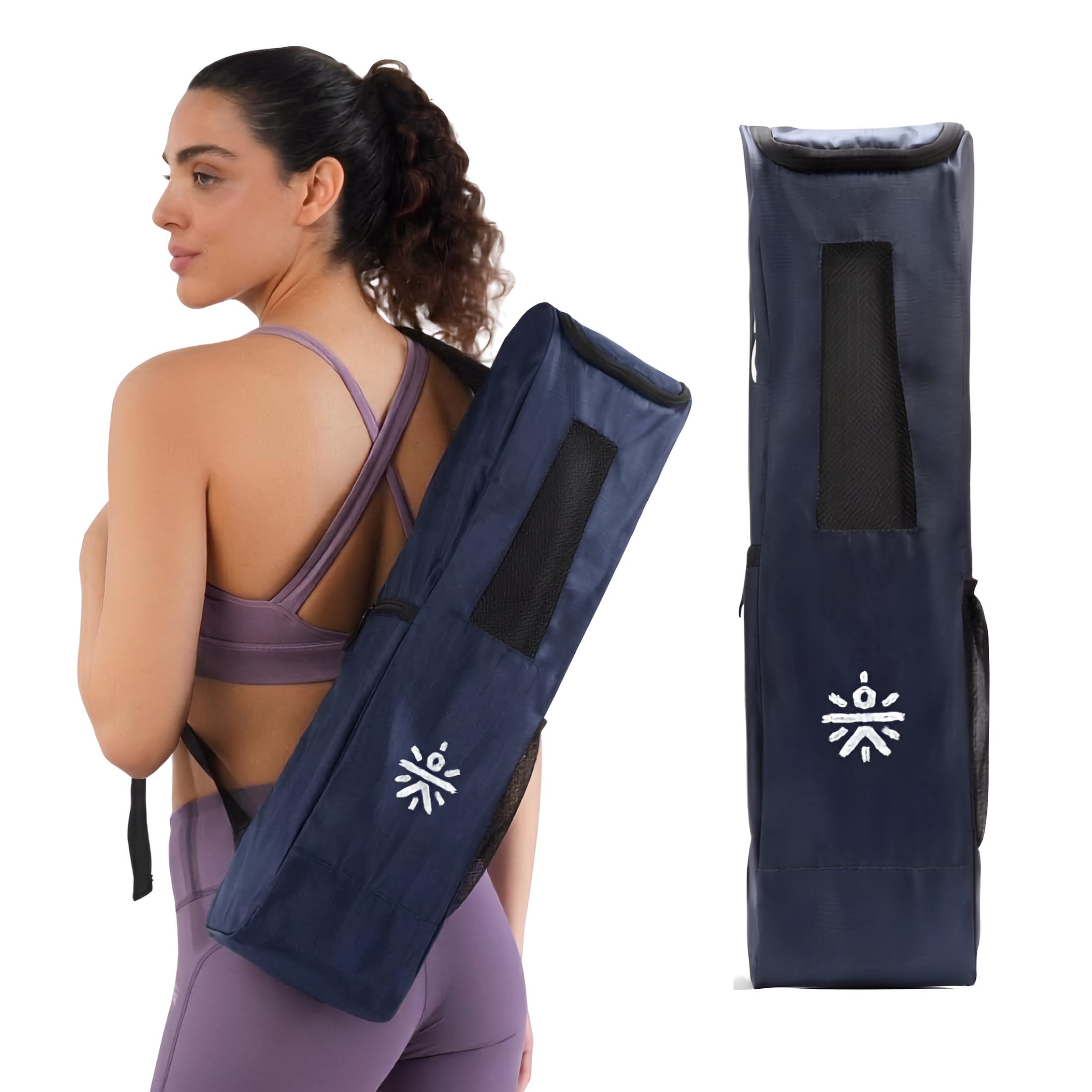 CULT Yoga Mat Bag for Men & Women – Multifunctional Storage with Adjustable Shoulder Strap, Ventilated Mesh Panel, Zipper & Bottle Pocket, Lightweight & Durable, Fits All Yoga Mats – Blue-image-34