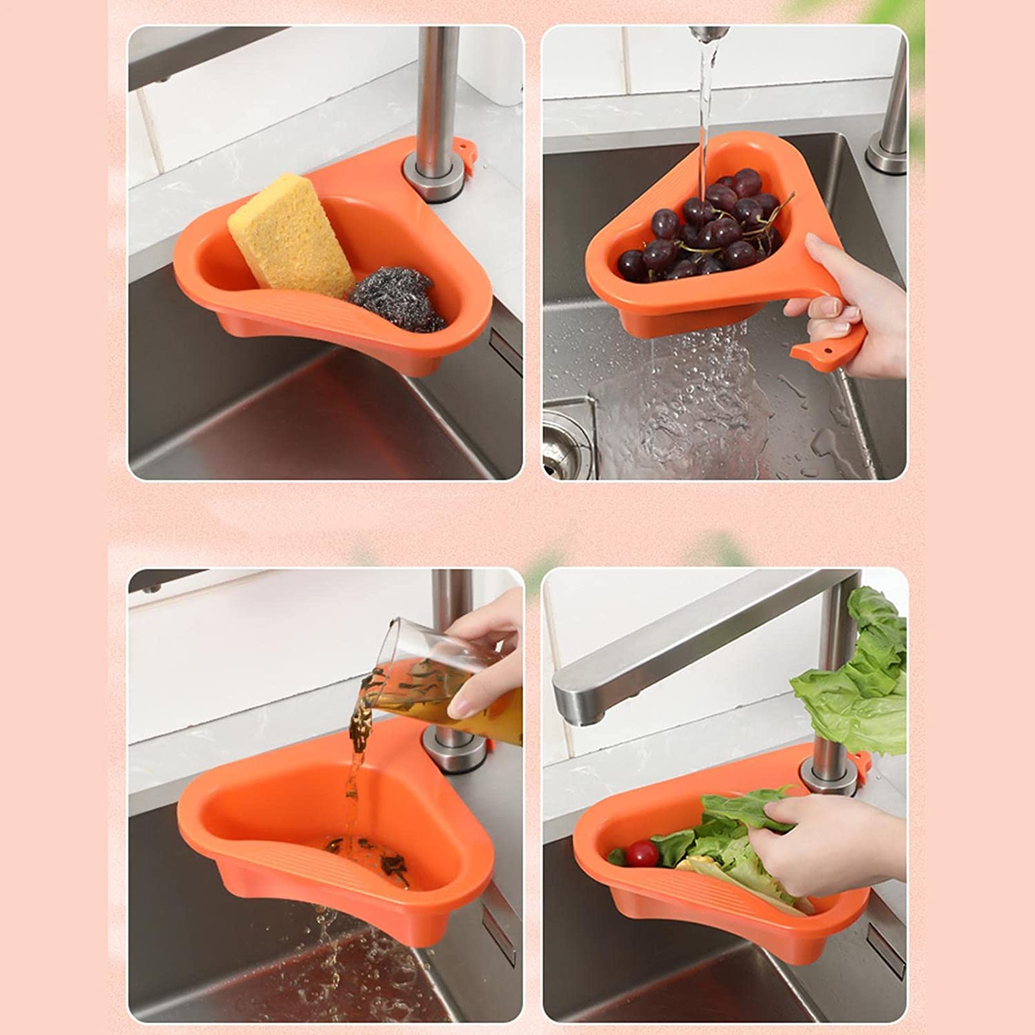 Garneck Panier-filtre Évier Triangulaire Plastique Avec Ventouse Pour Égouttoir Et Rangement De Cuisine Pour Maintenir Le Plan De Travail Propre