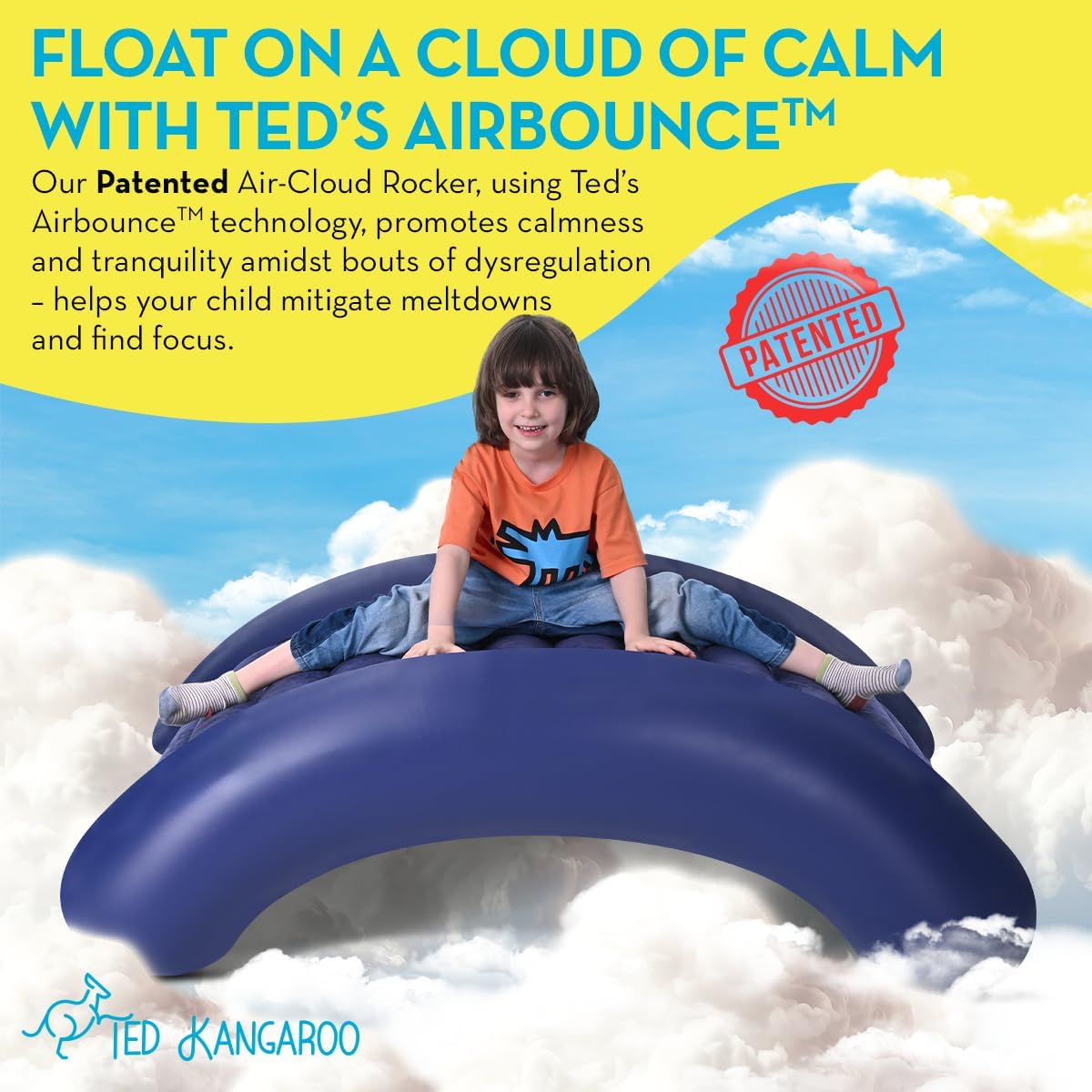 TED KANGAROO Sensory Rocker Chair for Kids – Air Cloud Inflatable Sensory Chair with Electric Air Pump