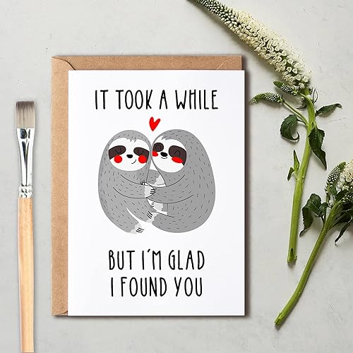 Miniatura 3 de OystersPearl - It Took A While But I'm Glad I Found You - Tarjeta de perezosos - Tarjeta divertida de felicitación de cumpleaños de aniversario