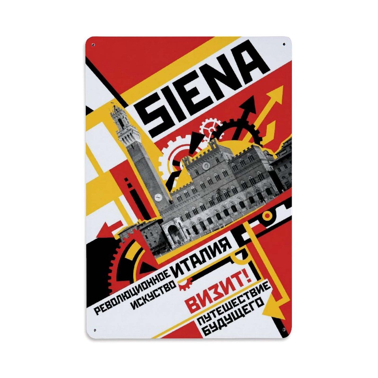 Olhnbad Style Historic Siena Italy Constructivist City Travel Metal Tin Sign