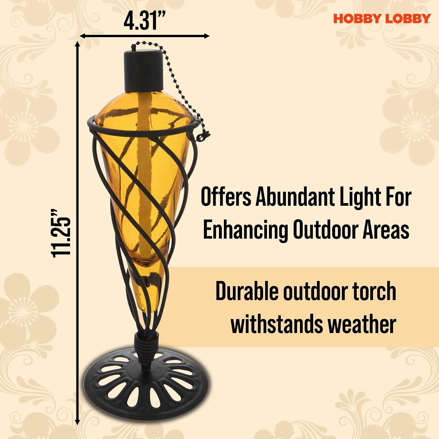 Metal & Glass Table Lamp – Teardrop Style Outdoor Oil Lamp w/ Black Metal Frame – Tabletop Lantern w/ Premium Wick for Long Lasting Flame – Outdoor Torches for Desk Accessories and Decor