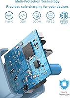 Vista 3 de Cargador de pared USB C de 20 W PD para iPhone 14 13 12 de carga rápida con cable de carga rápida de 1.8 m para iPhone 14/14 Pro/14 Pro Max/14 Azul