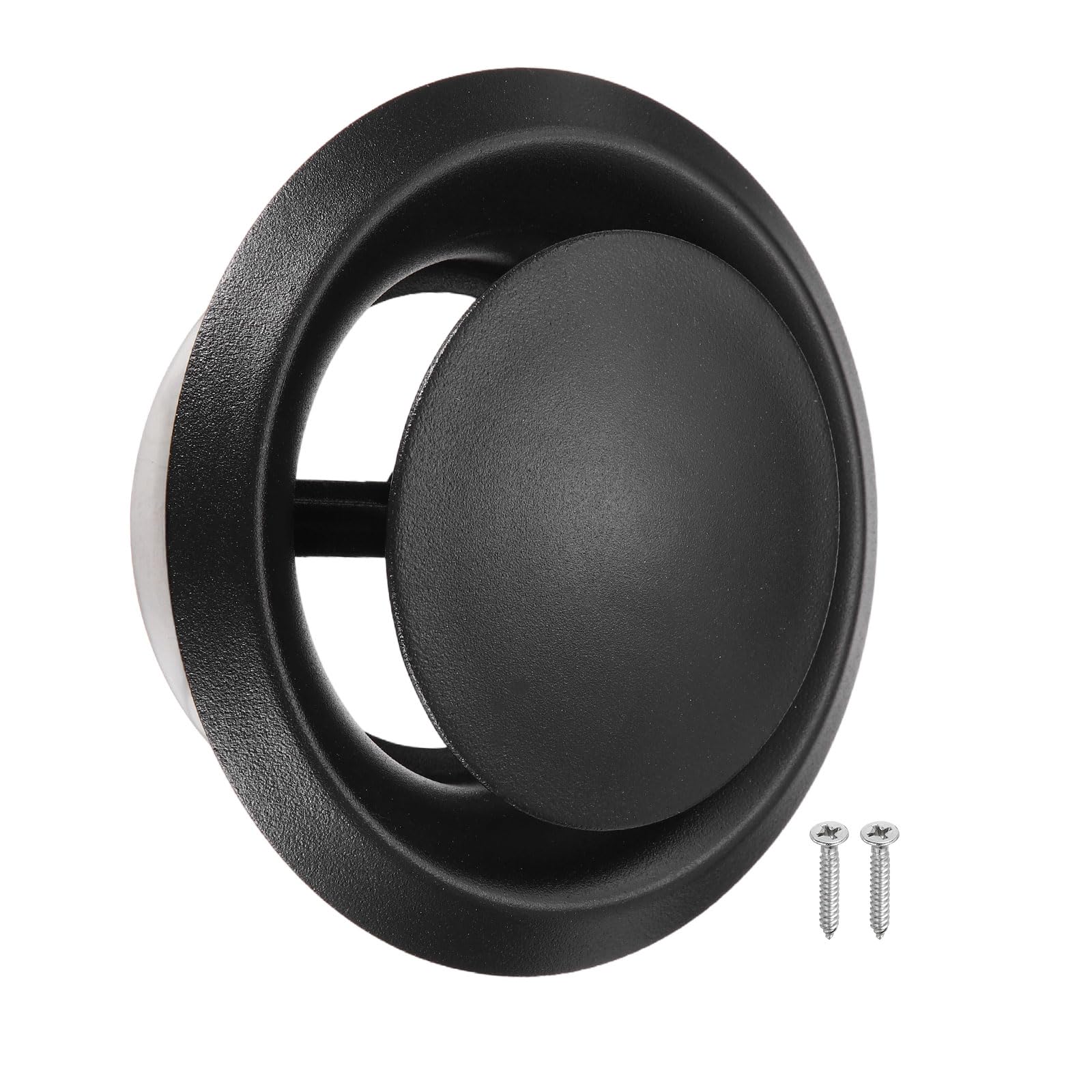 PATIKIL 1Set 4 Inch Round Ceiling Diffuser, 304 Stainless Steel Adjustable Wall Air Vent Diffuser Vent Duct Cover Exhaust Supply for Kitchen Bathroom Garage, Black