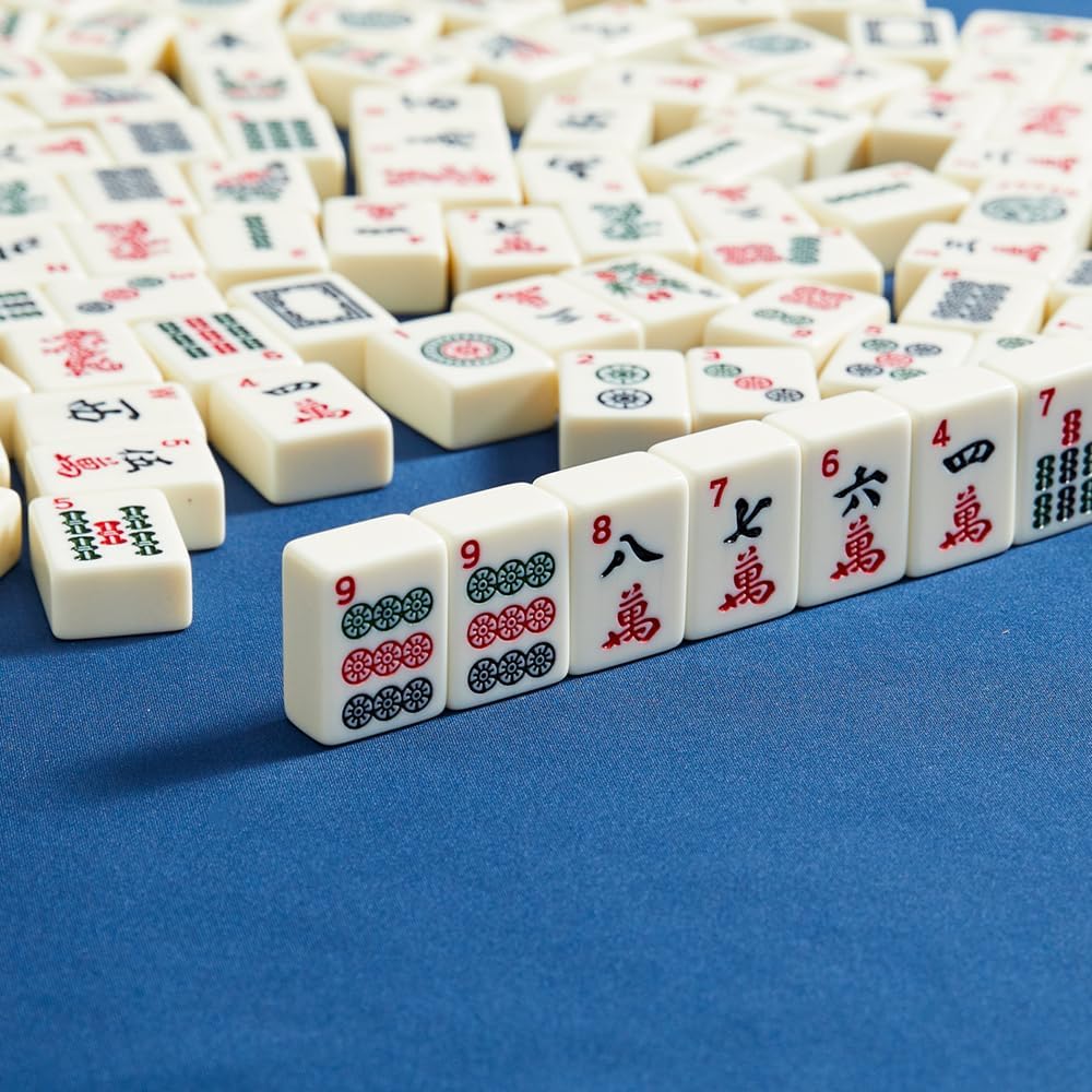 American Mahjong Tiles,166 Quality Ivory Tiles with 3 Golden Dices & Rules Instruction (Mahjong Tiles, Ivory)