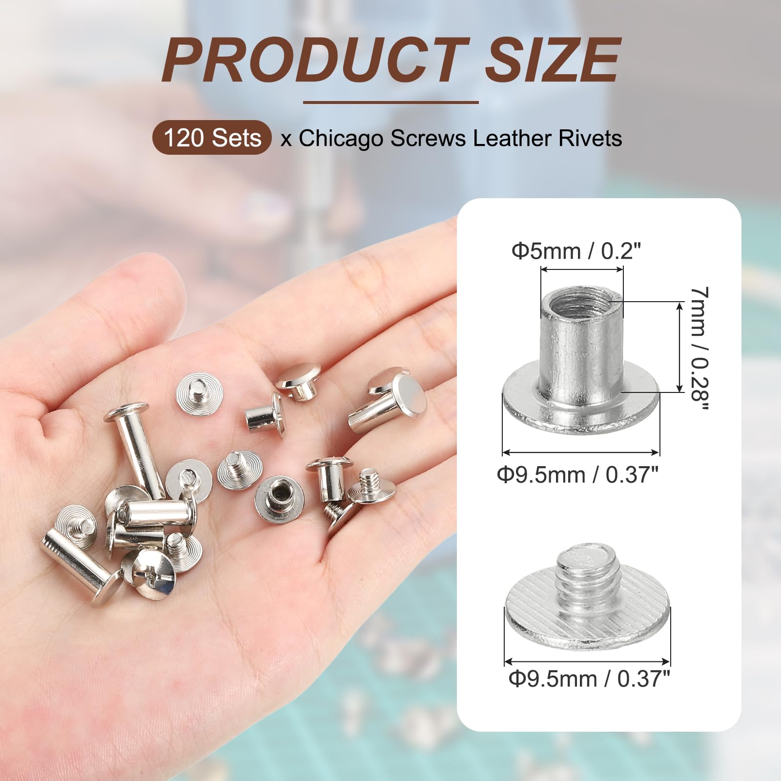 PATIKIL 10mm Chicago Screws Leather Rivets - Image 2
