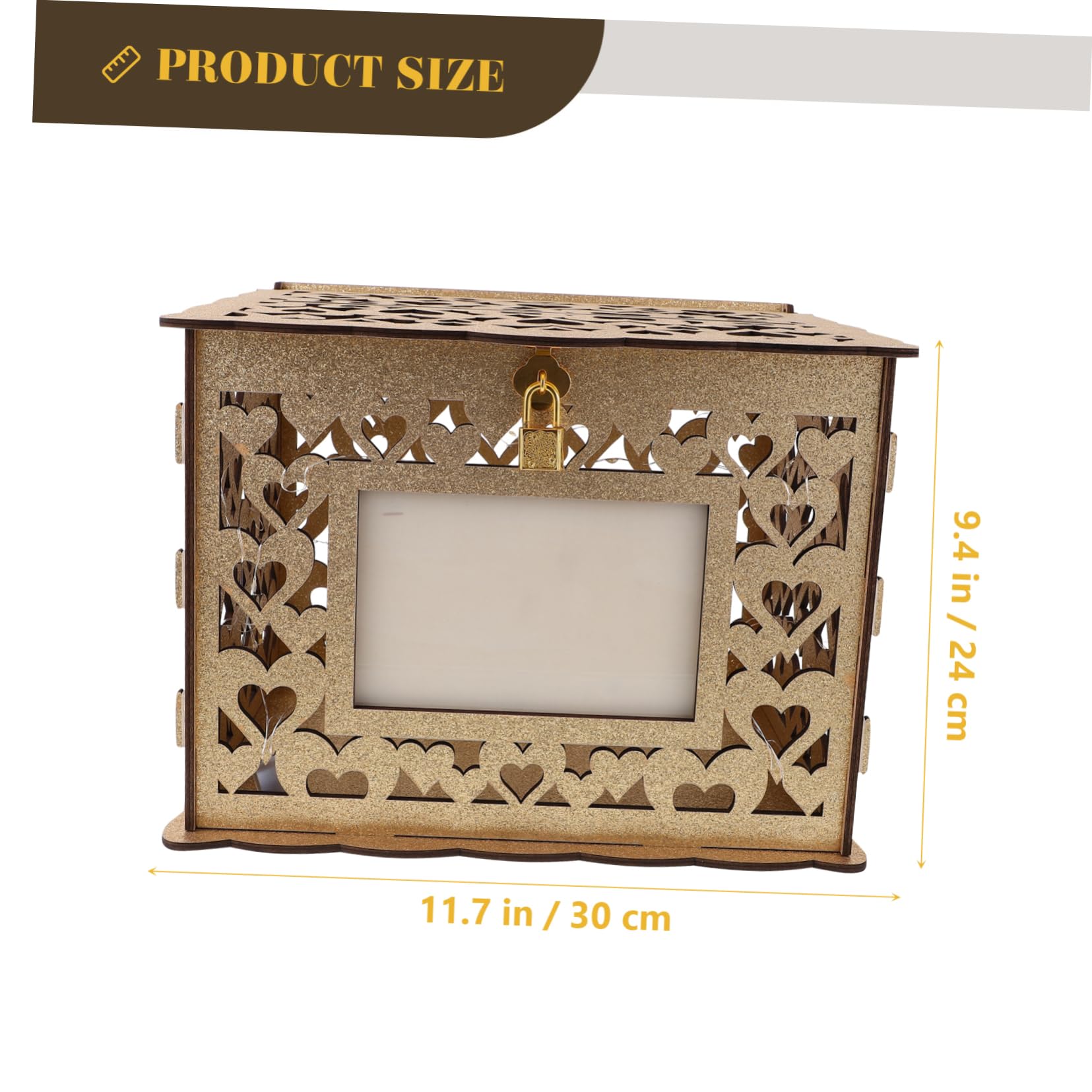 Cabilock Goldene Hochzeitskartenbox und Metall für Erinnerungen | Elegante Dekobox für Feier und Zuhause, Multifunktional, Dekorativ, zum Aufbewahren von Karten