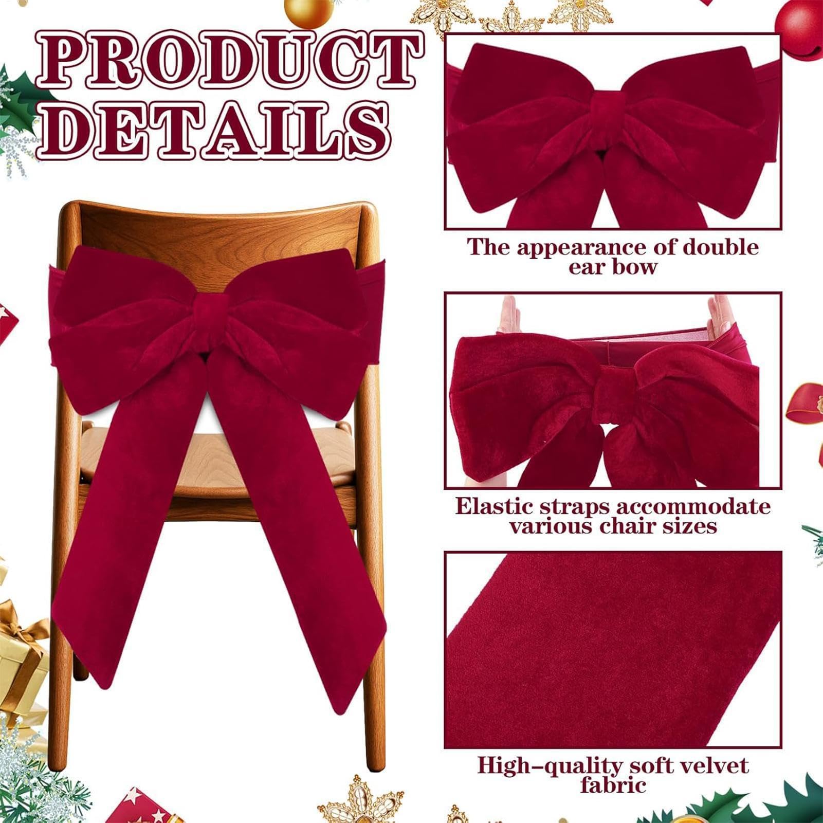 Générique Ceintures Chaise Nœud-Noël 2 Pièces Ceintures Velours Rouge | Décoration Chaise Nœud-Noël Pour Maison, Mariage, Événements, Shower, Anniversaire, Fêtes, , Restaurant, Hôtel