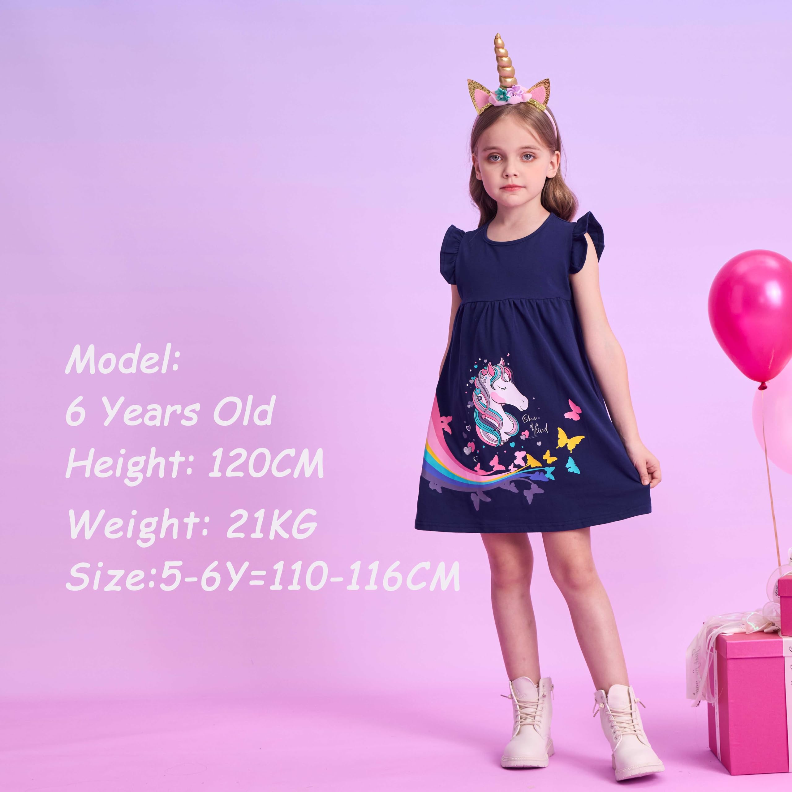 VIKITA Vestido Manga Larga Algodón Princesa Niñas 2-8 años