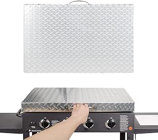 CANDANA Grill Covers for 36 inch Blackstone Griddle, 36” Griddle Grill Lid Hard Cover Waterproof Aluminum with Stainless Steel Handle Diamond Plate Front or Rear Grease Griddle Accessories 1