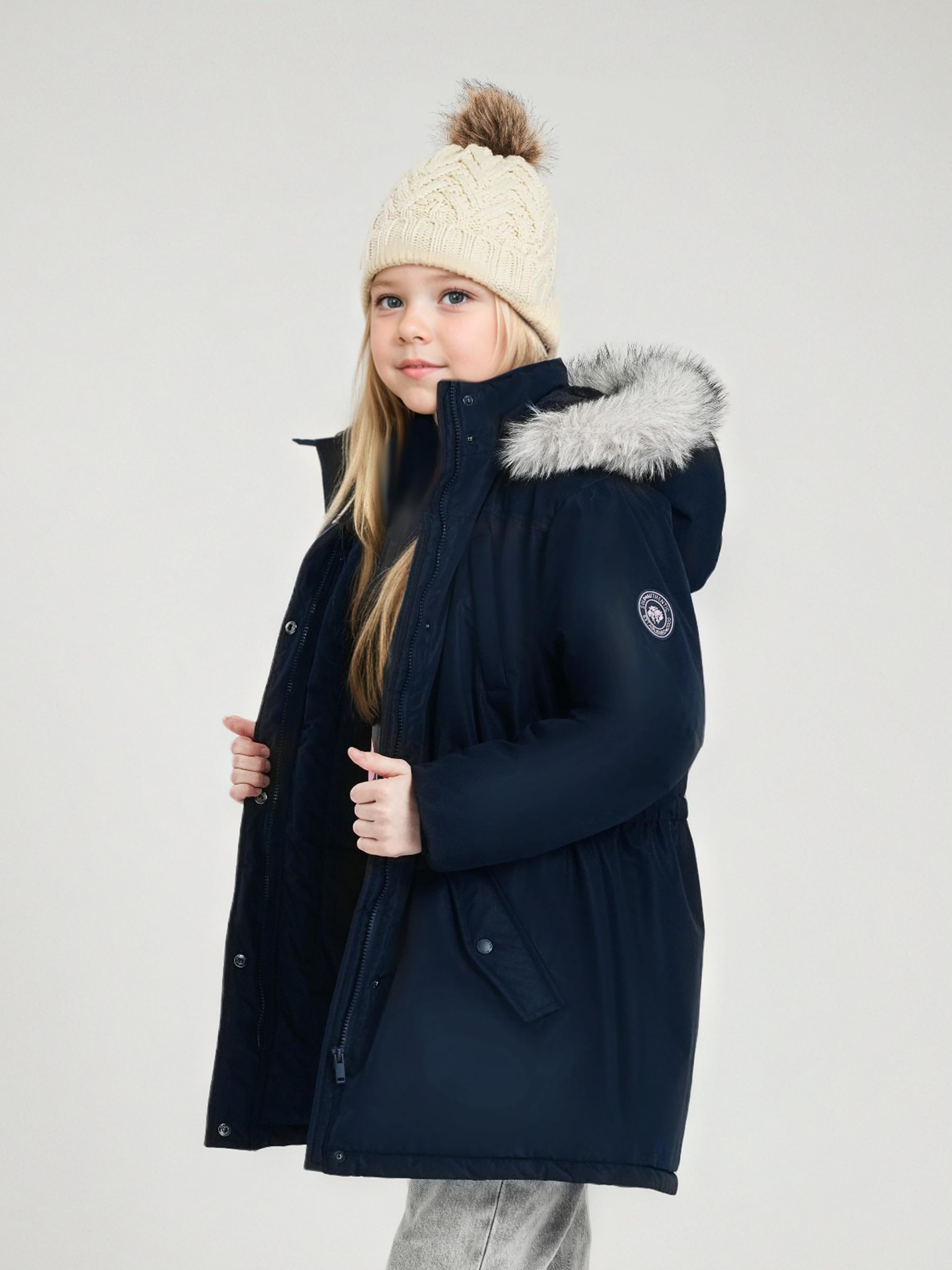 maoo garden Manteau d'Hiver pour Filles Parka de Ski Épais avec Capuche en Fausse Fourrure et Revêtement Imperméable pour Grands Enfants