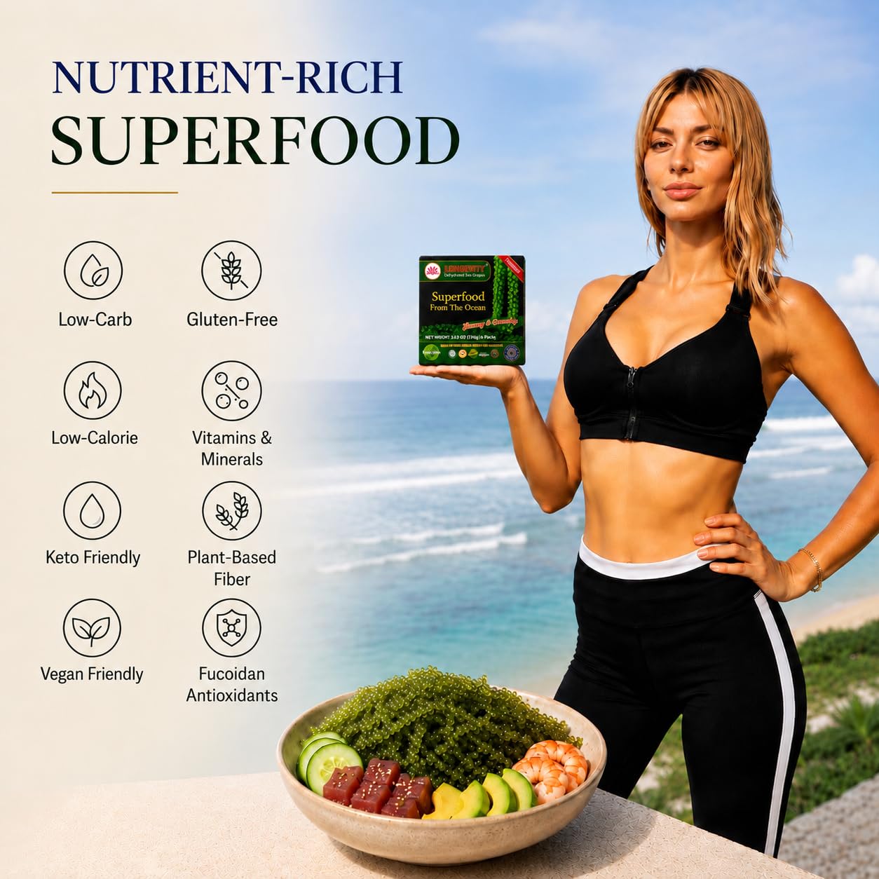 Longevity Meerestraube | Sea Grapes | Umibudo Grape Seaweed 12 x 20G | Rohkost | veganer Kaviar | für knackige Salate