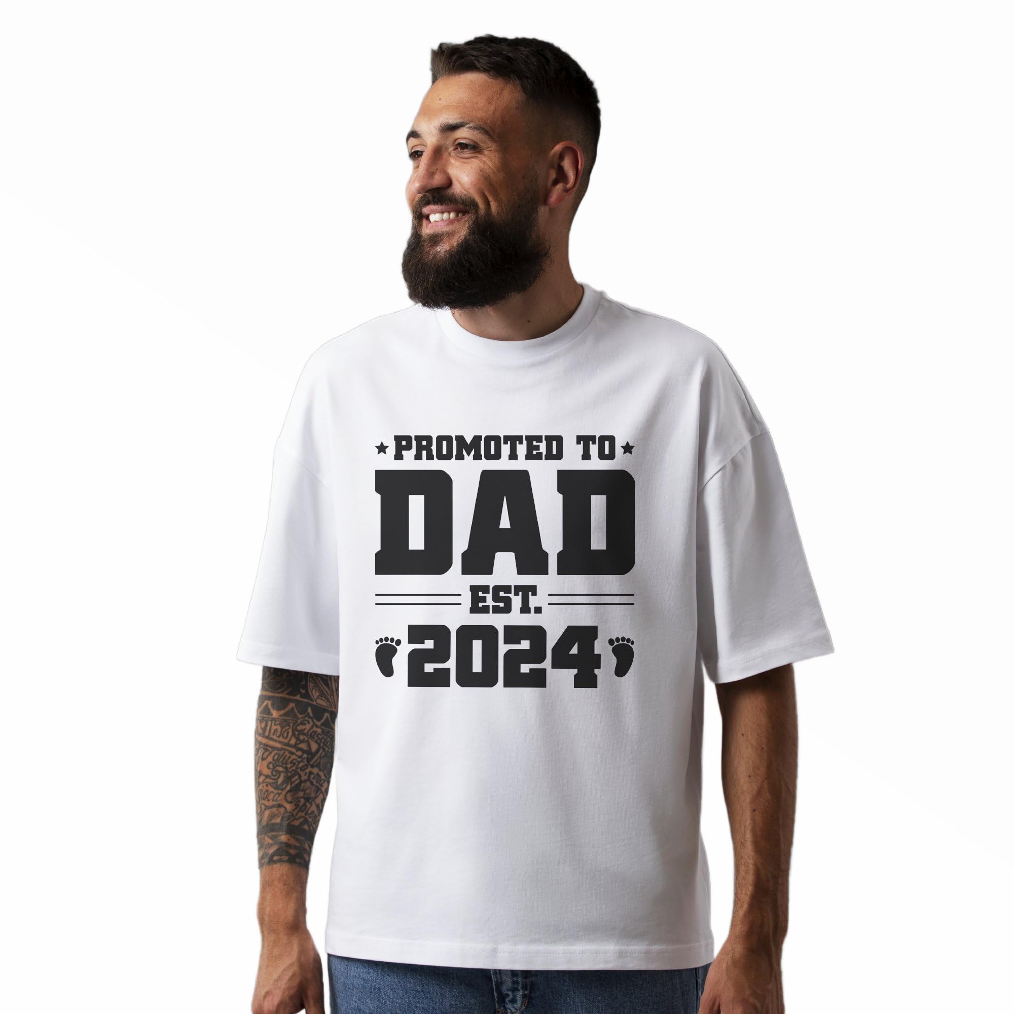 Seek Buy Love Promoted to Dad 2024 T-Shirt, Oversized Men's Tee, New Father Gift, First Time Dad Est. 2024, Father's Day Present