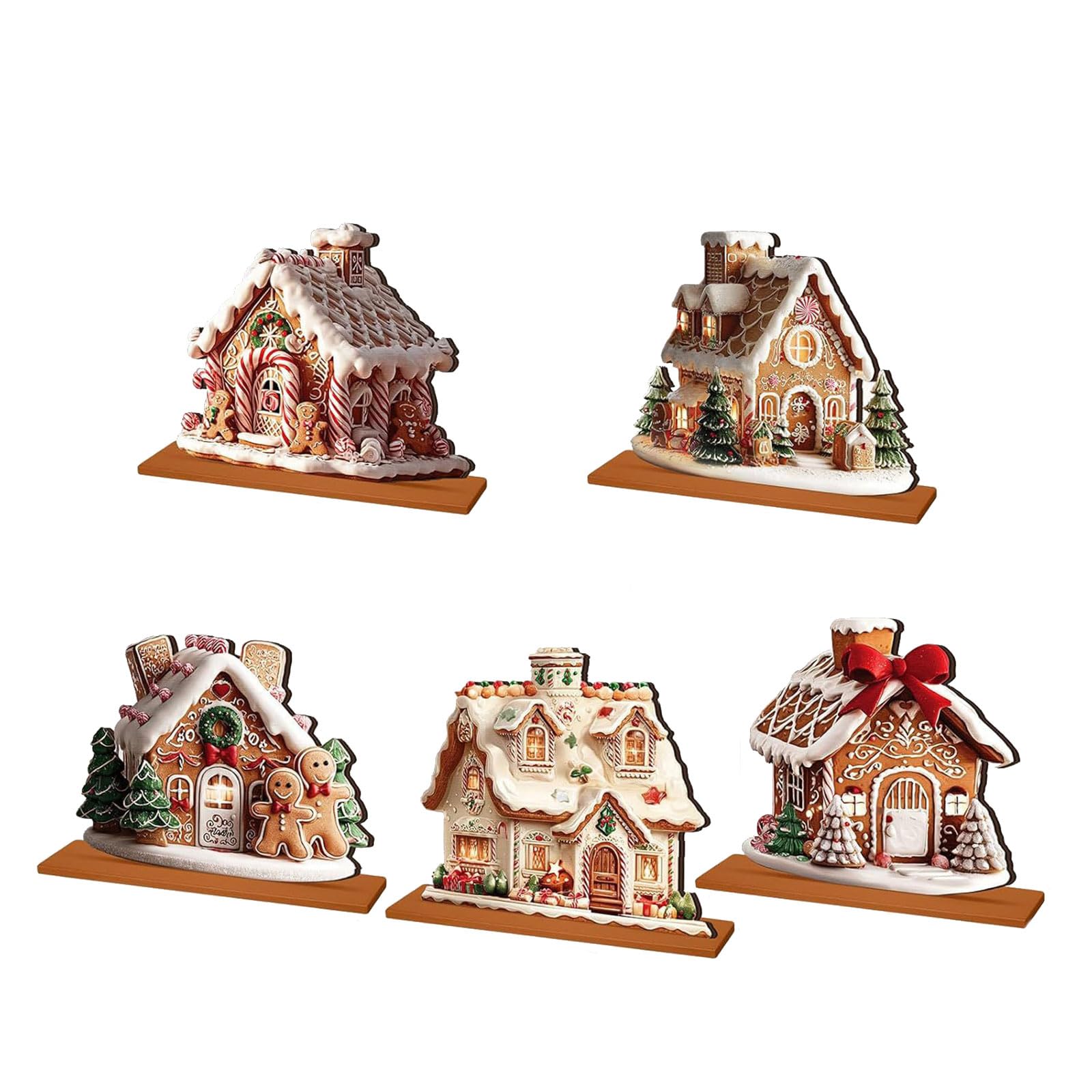 Xjdzineq Gingerbreads House Decorations Christmas Village Figurines with Detailed Table Centerpieces Holiday Table Decorations Gingerbreads House Figurine