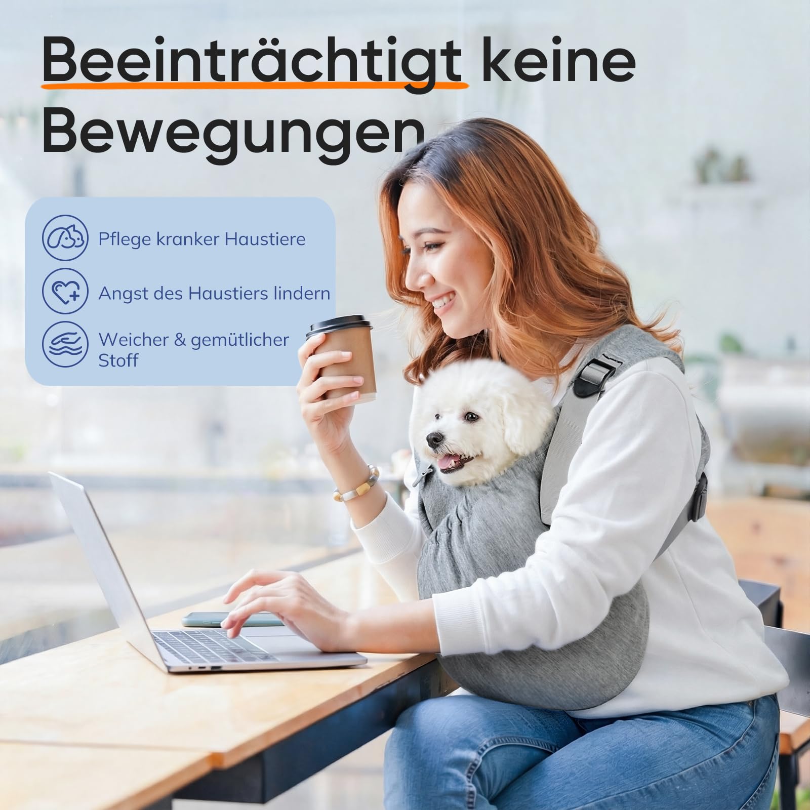 Supet hundetasche für kleine Hunde, Verstellbare Leichte & Atmungsaktive hundetragetasche, Welpen-Tragetasche für Spaziergänge, Reisen, Wandern, Camping, Anti-Angst Brustträger mit Rückenentlastung