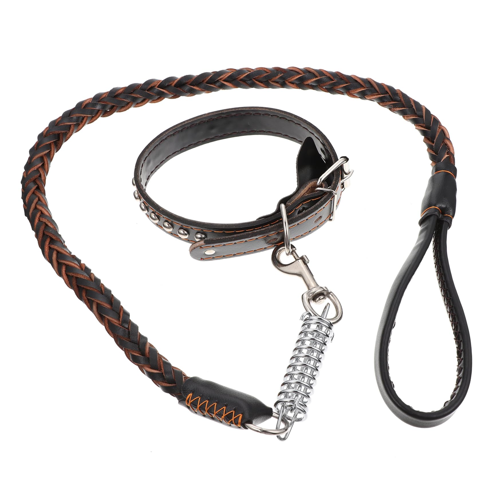 Laisse cuir pour chien moyen à grand avec collier résistant de promenade