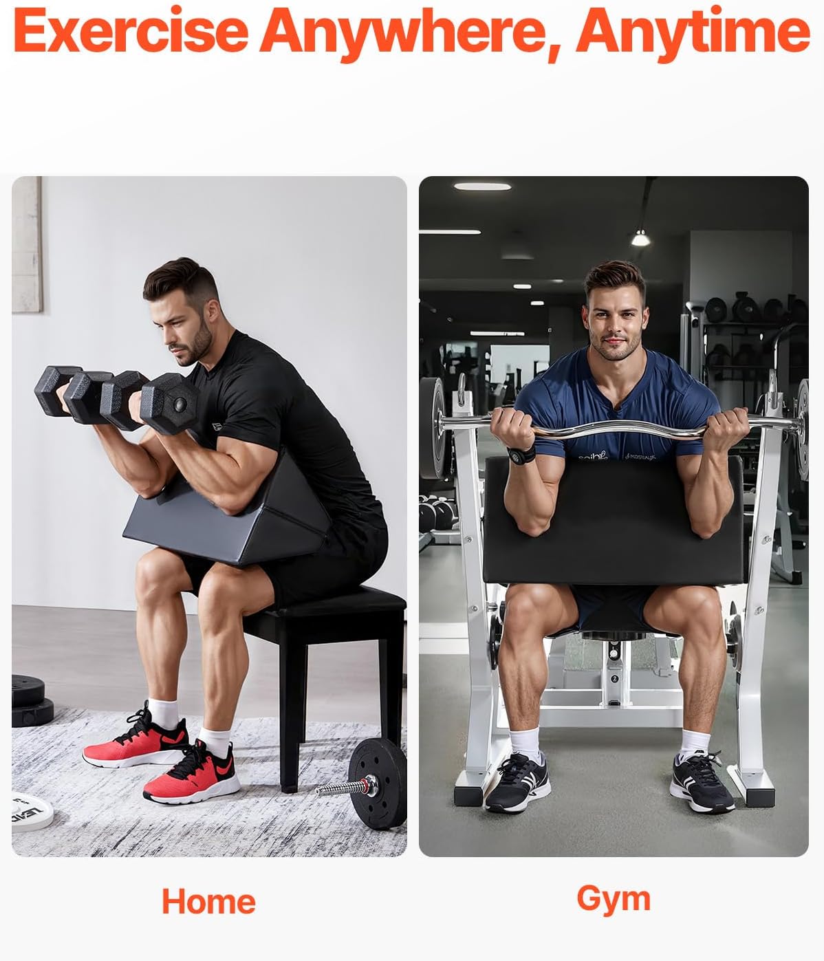 Happybuy Preacher Curl Pad, Portable Preacher Pad, Space-Efficient Bicep Training Aid, High-Density EVA Foam Weightlifting Workout Gear, Barbell & Dumbbell Bicep Curl Support Isolator for Home Gym