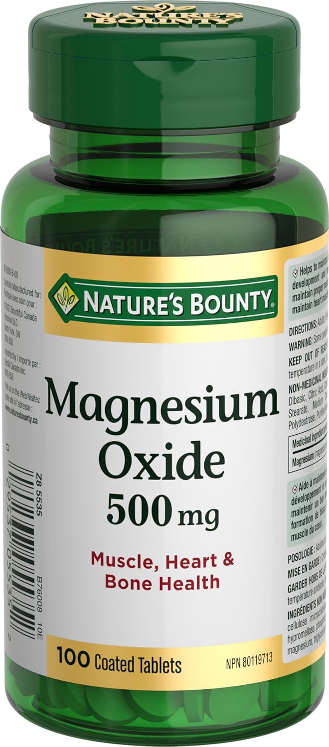Nature's Bounty Magnesium Oxide 500mg Pills, Helps Maintain Proper