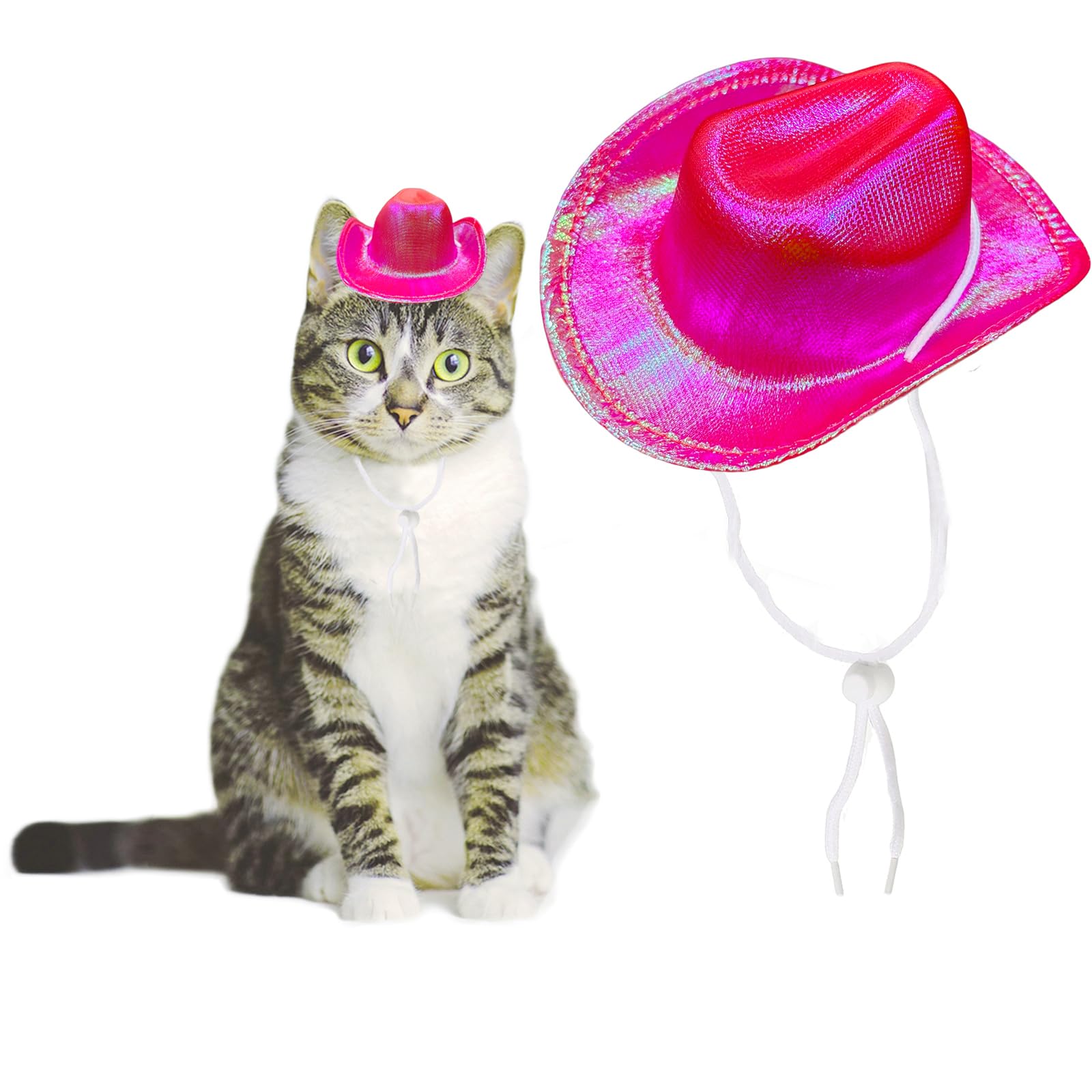 AWOCAN Dog and Cat Cowboy Hat, Pet Costume, Mini Hat for Halloween Party Decoration (Rose Red-Style2, Small) โ image 1