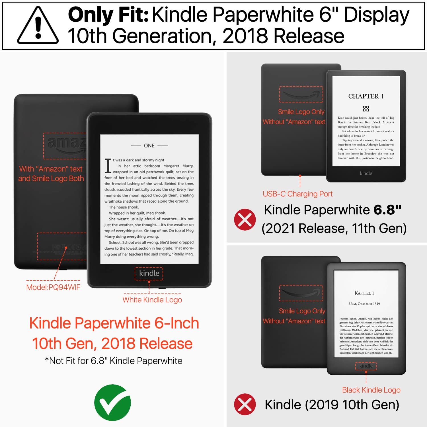Image secondaire de TNP Étui de Protection pour Kindle Paperwhite 10e génération Version 2018, Housse et Coque Rigide en PC pour liseuse Amazon Kindle