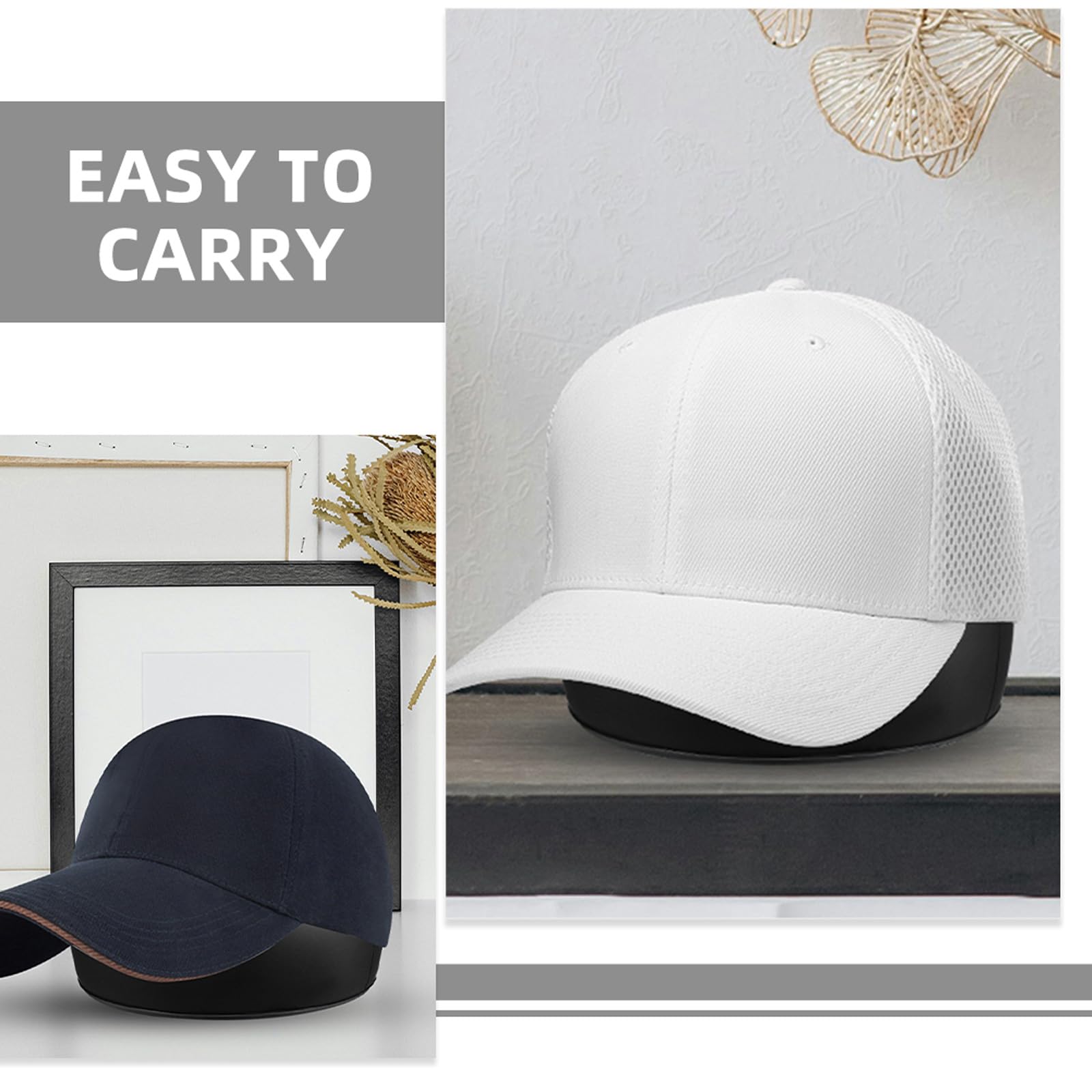 Healvian 2 Pezzi Sagomatore per Cappellino da Baseball in Pvc Nero, Supporto Gonfiabile per Cappelli, Previene la Deformazione, Adatto per Viaggi e Conservazione