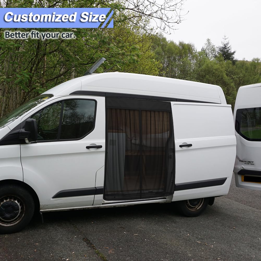 RASHION Zanzariera Compatibile con Ford Transit Custom Tetto Alto (H2) per Porta Scorrevole, Zanzariera Magnetica Tenda Parasole Contro Insetti e Sole, Rete Ombreggiante Porta Laterale Campeggio