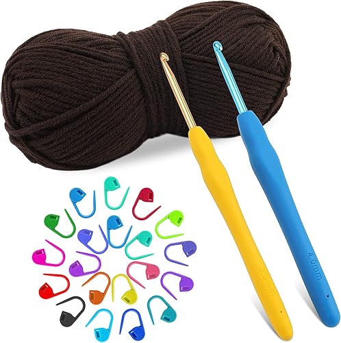 IMZAY Ganchos de ganchillo de 0.079 pulgadas, ganchos de ganchillo con mango ergonómico para manos artríticas, agujas de tejer extralargas con