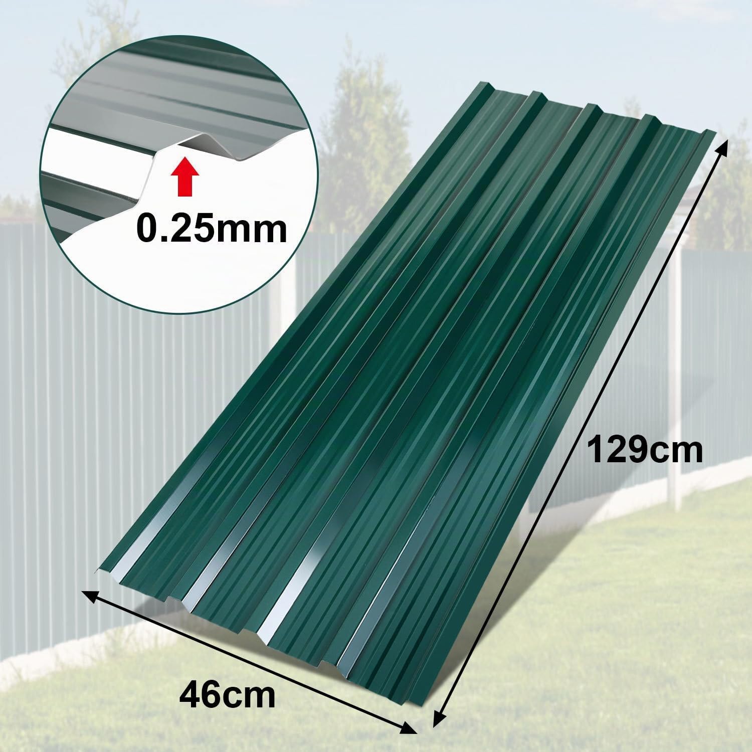 Chapa perfilada, 24 unidades de chapa trapezoidal, chapas para tejado galvanizadas, placas para tejado chapas onduladas 129cm x 46cm = 14 m², chapa para tejado acero 0,25mm, para carport