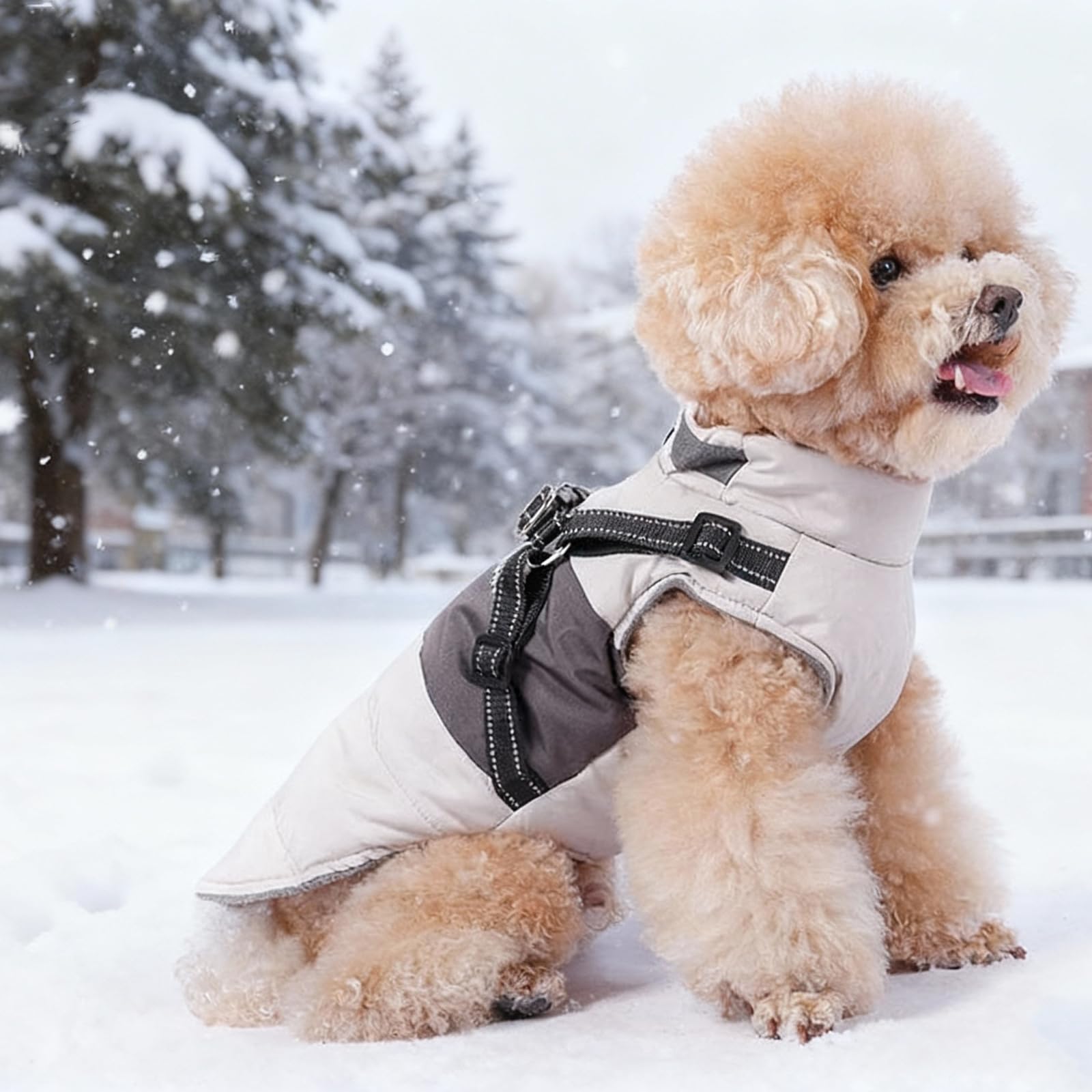 Veste pour chiens de petite et moyenne taille - Manteau d'hiver chaud et coupe-vent avec harnais - Pour animaux de compagnie - Pour animaux de compagnie - Pour l'extérieur - Blanc - Taille 2XL