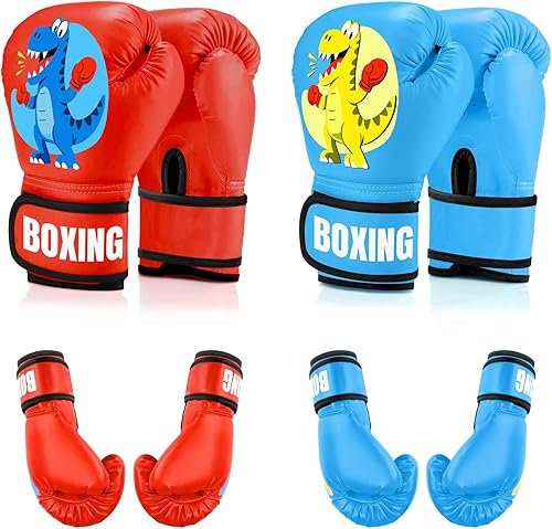 Miniatura 7 de Guantes de boxeo para niños y niñas, guantes de entrenamiento de boxeo juvenil para niños de 3 a 9 años, guantes de entrenamiento de 4 onzas para