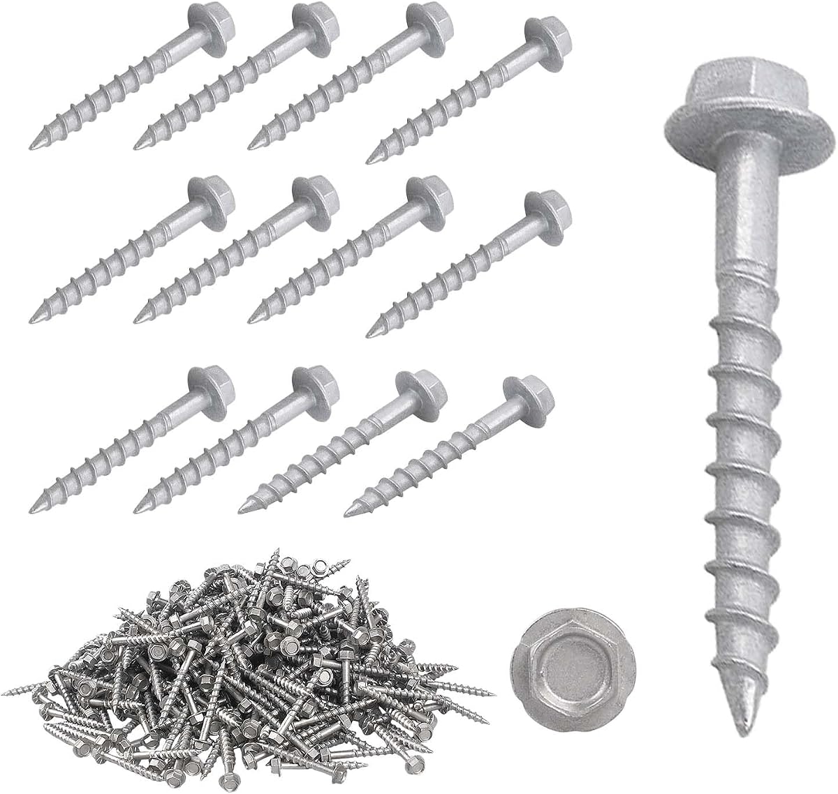 Joist Hanger Screws Galvanized #9 x 1-1/2" for Support Beam Hanger | 500 Pcs Connector Screws 1/4" Hex Head 0.370" Diameter Replacement SD9112R500 & 10D Nail
