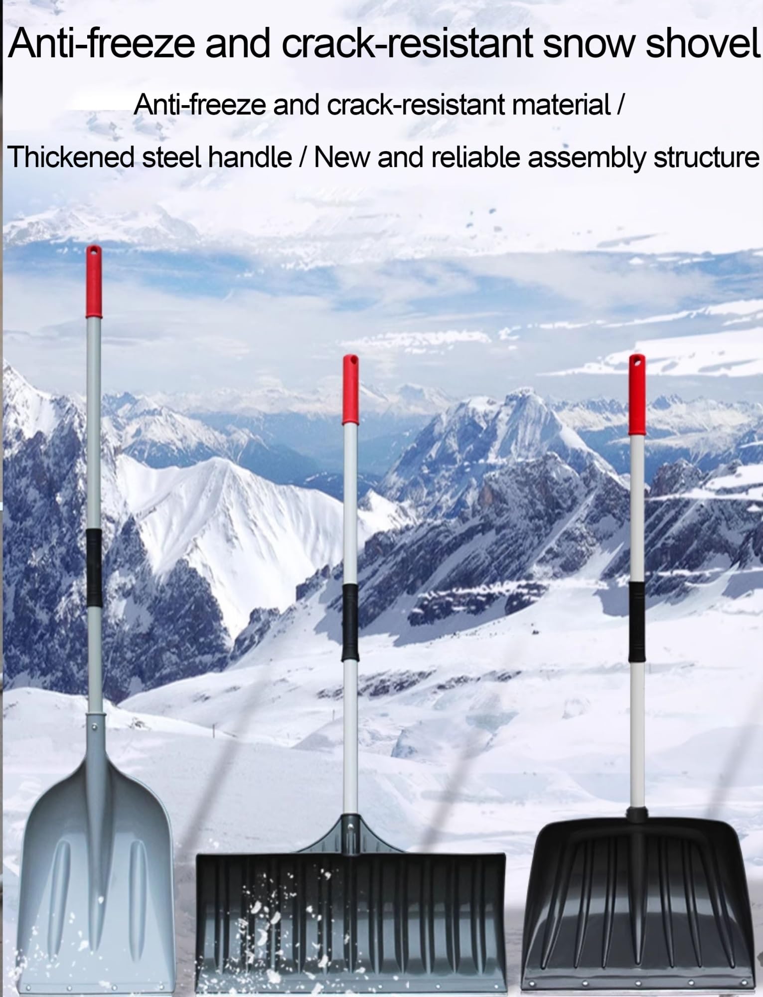 Schneeschaufel, große Kapazität, leicht, Aluminium, Schneeschaufel mit Eiskratzer, für Garten, Auto, Camping, Outdoor, Winter
