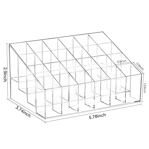 Miniatura 2 de HBlife Soporte para lápiz labial, 24 espacios de acrílico transparente, organizador de lápiz labial para cosméticos, maquillaje, cepillos, botellas