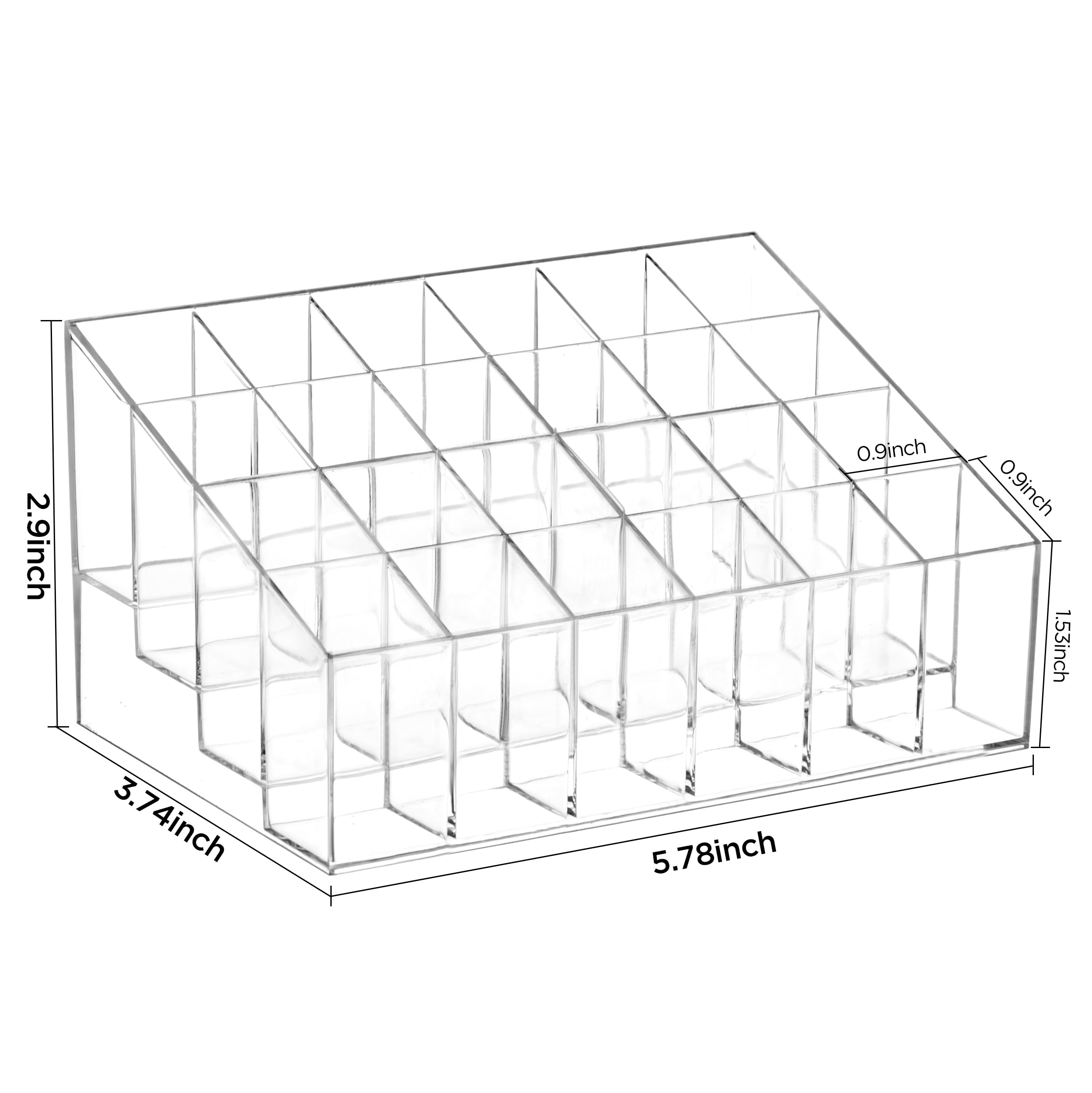 HBlife Lipstick Holder - 24 Space Clear Acrylic Lipstick Organizer Display Stand for Cosmetics, Makeup, Brushes, Bottles and More
