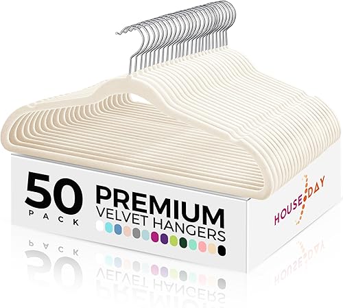 Miniatura 14 de HOUSE DAY Perchas de Terciopelo Premium Antideslizantes de Fieltro Flocado Perchas Resistentes de Servicio Pesado Duraderas para Abrigos y Trajes