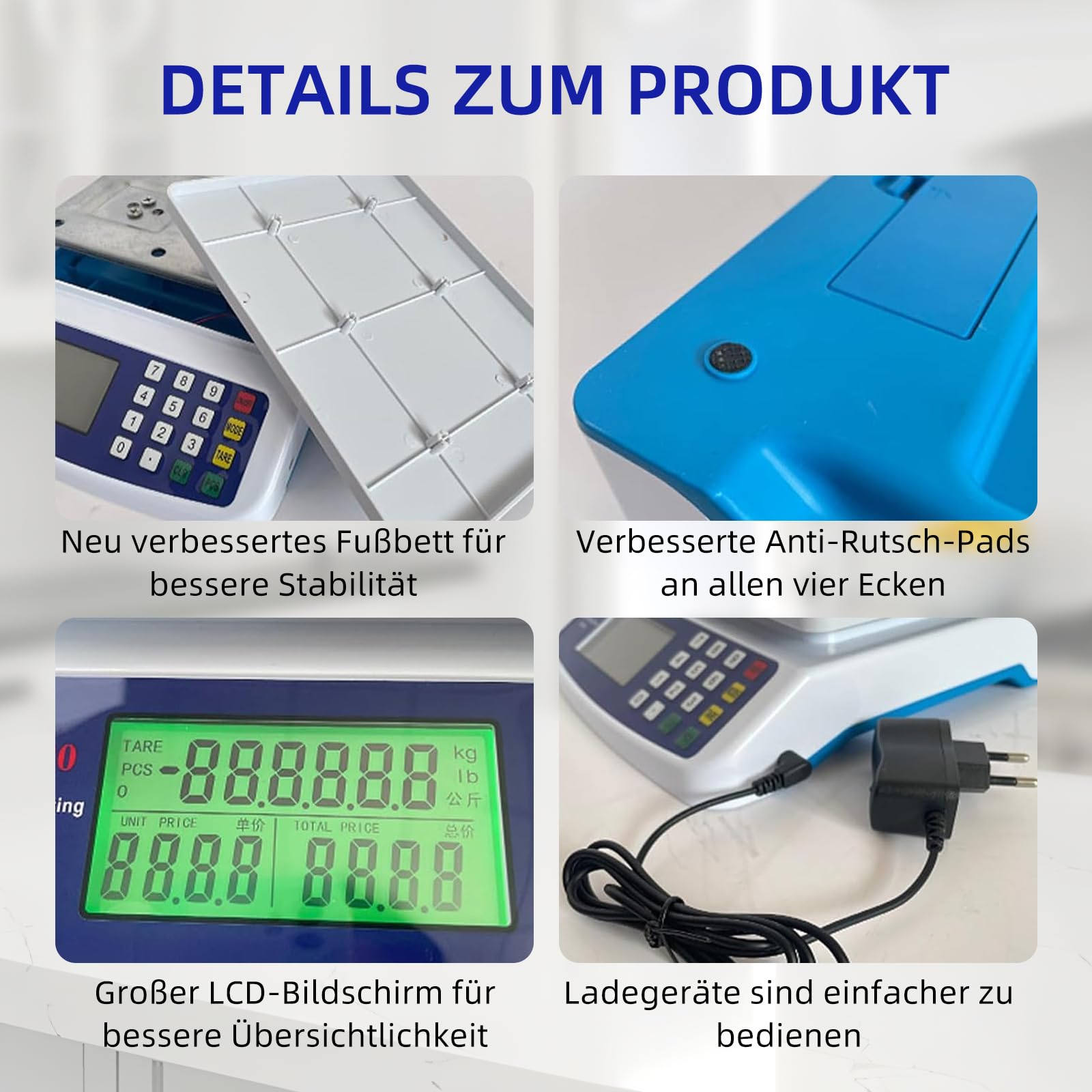 Bilancia digitale da cucina da 30 kg, in acciaio inox con display LCD e funzione tara, bilancia digitale con contatore PCS, 3 unità di conversione