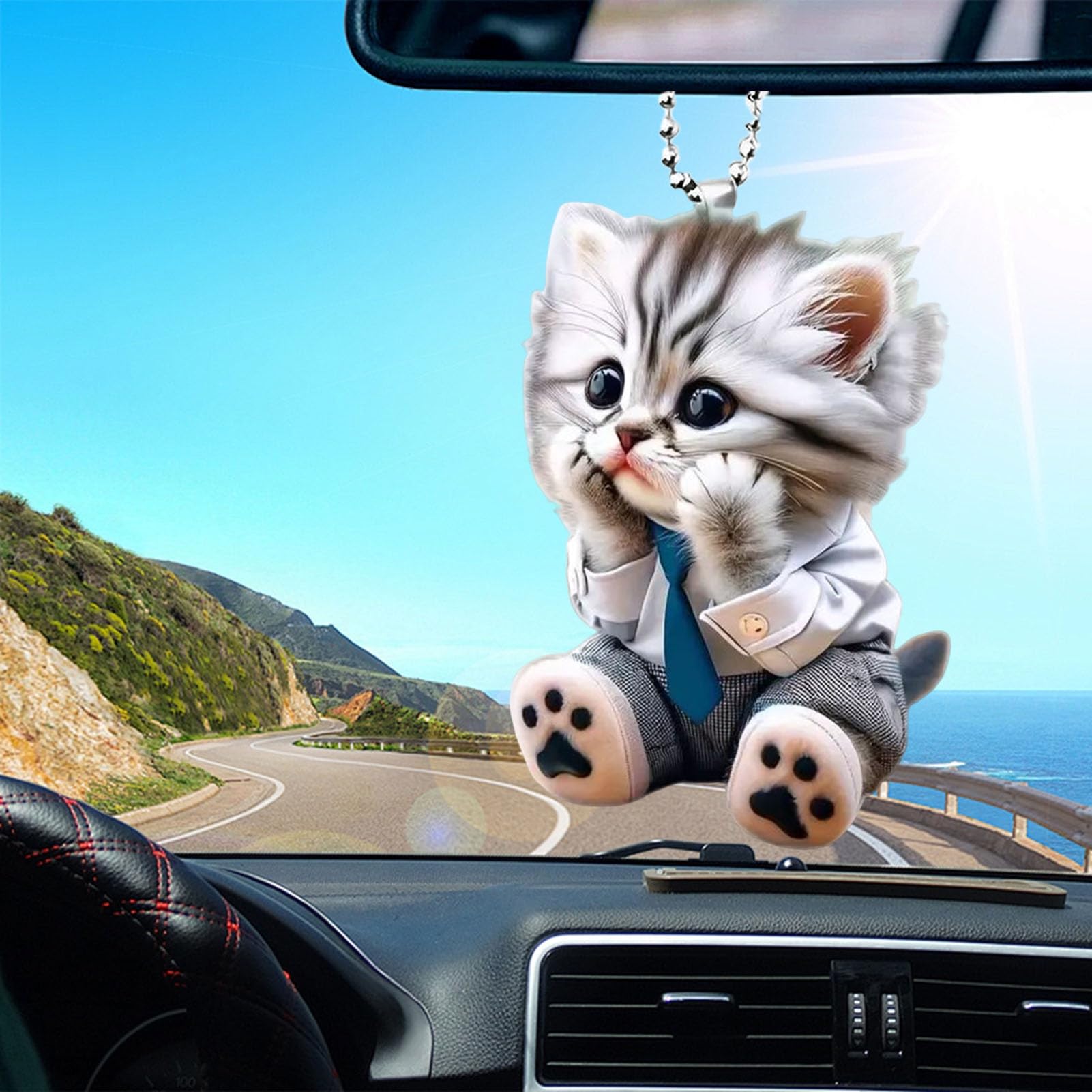 Super Cute Animal Cat Possum Mouse Car Mirror Hanging Ornament Car Interior Accessories Car Decor Rear View Mirror — view 6