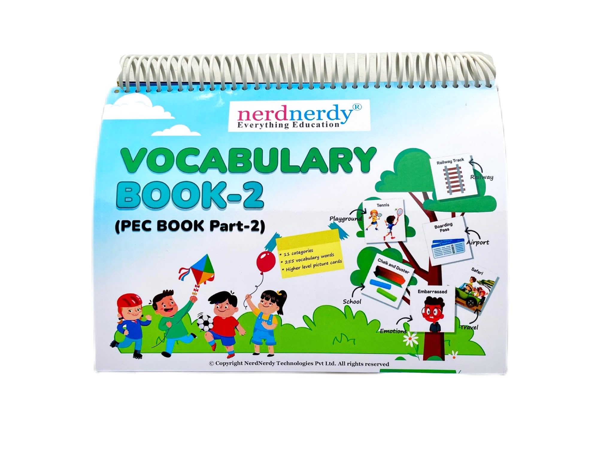 NerdNerdy Vocabulary & PEC Kit Part 2 for Children with Autism/Speech Therapy/Focuses on Functional Skill/Includes 12 Categories Like Airport, Railway etc/ 300+velcroed PECs