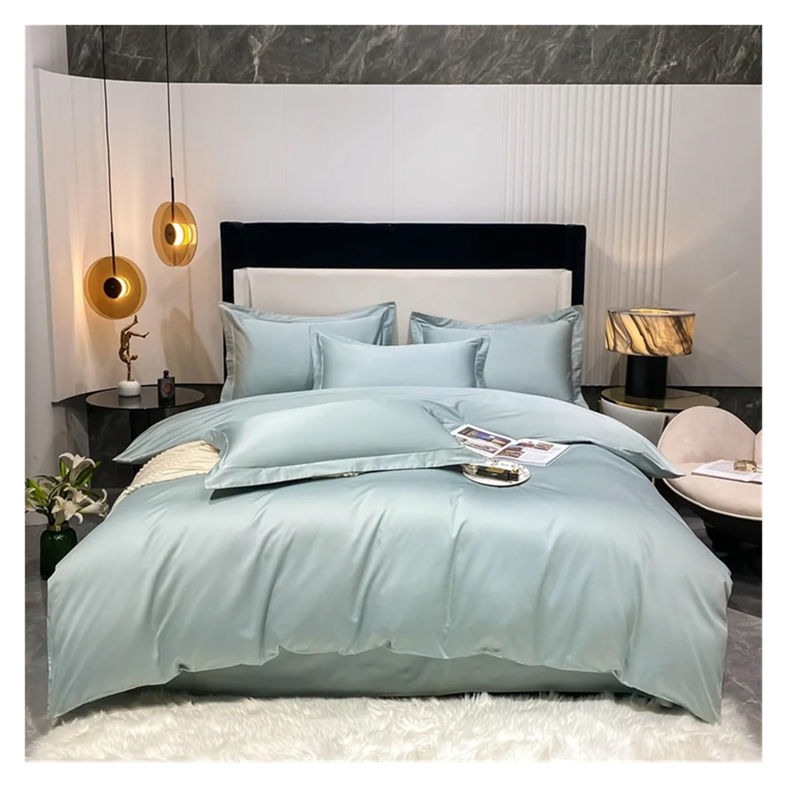 Sbcgfy F Bed Our Pieces Set, Egyptian Cotton Bedding Queen King Size 4Pcs Plain Color Duvet Cover Bed Sheet Pillow Shams Itted Sheet Sets,-Lat King 4 Pcs