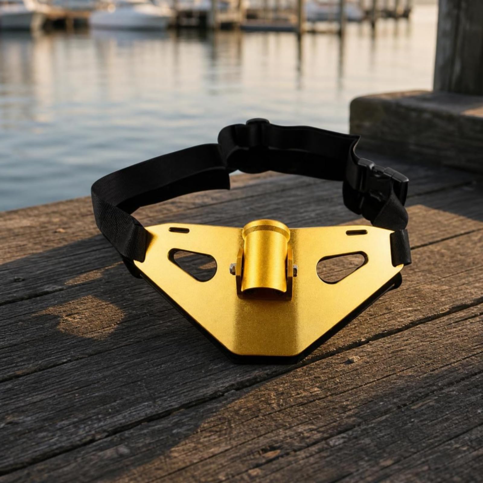 Baoblaze Supporto Vita Pesca Cintura Pesca Cintura con Portacanna Piastra Triangolare Satinata Fibbia Regolabile Alluminio E Nylon con Cuscinetto 9mm Mani