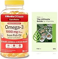 Vista 1 de Spring Valley Omega-3 de aceite de pescado 1000 mg, cuidado máximo, 180 unidades + guía exclusiva de vitaminas VitaMax (2 artículos)