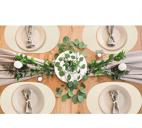 Miniatura 7 de AHHFSMEI Juego de 4 manteles individuales para mesa de comedor, lavables, tejidos, de vinilo, antideslizantes, 18 x 12 pulgadas, resistentes al