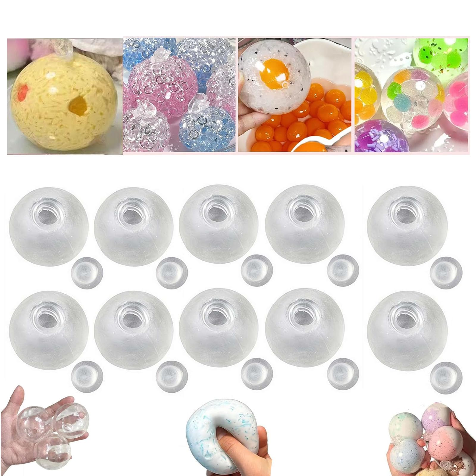 DIY Stress Ball Making Kit,10PC Clear Squishies Skins for Diy Sensory Toys