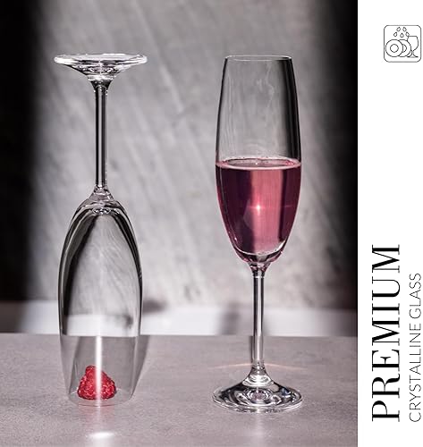 Miniatura 4 de Krosno Juego de 6 copas de champán de cristal, colección Venezia, sin plomo, para Prosecco, vino espumoso, champán y mimosas, aptas para